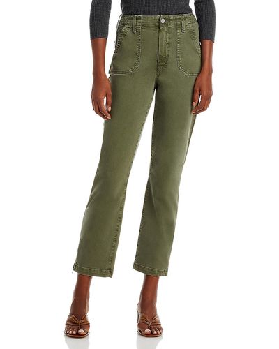 PAIGE High Rise Cropped Straight Leg Jeans - Green