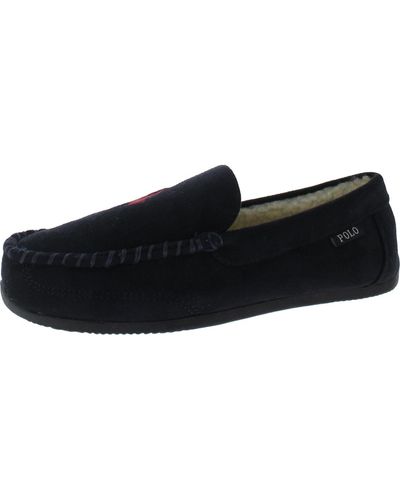 Polo Ralph Lauren Declan Faux Suede Slip On Loafer Slippers - Black