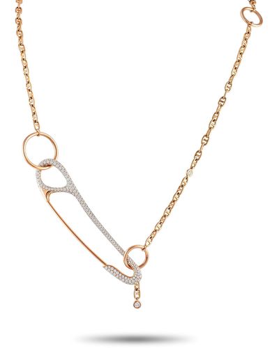 Hermès Hermès Chaine D'ancre Punk 18k Rose 3.40 Ct Diamond Necklace - Metallic