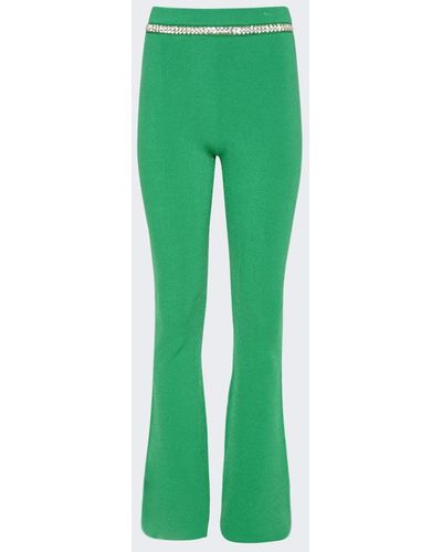 Rabanne Embellished Knit Flared Pants - Green