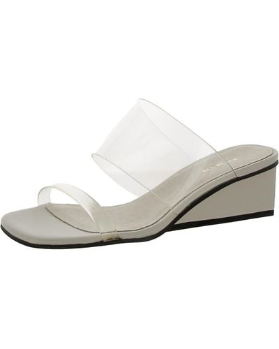 All Black Clearband Square Toe Mules - White