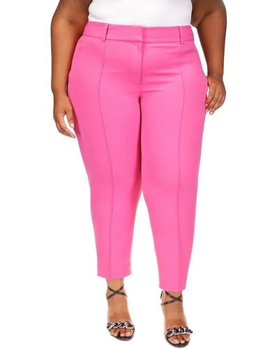 MICHAEL Michael Kors Plus Pleated Office Cropped Pants - Pink