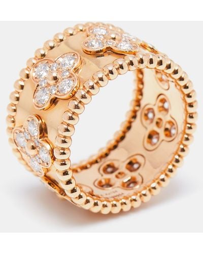 Van Cleef & Arpels Clover Diamonds 18k Rose Gold Ring - Metallic