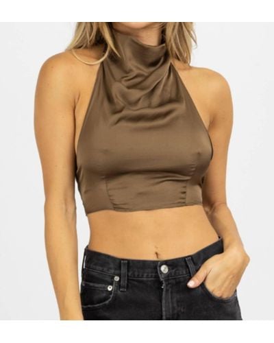 Olivaceous Silky Open Back Crop Top - Green