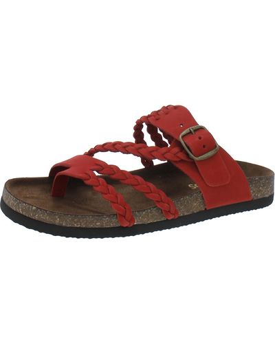 White Mountain Hayleigh Leather Slides Footbed Sandals - Red