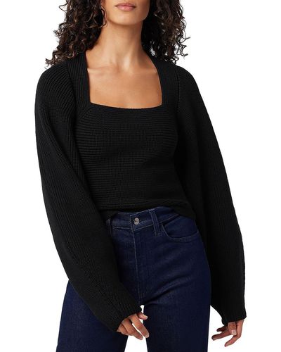 Joe's Jeans Alice Square Neck Bishop Sleeve Pullover Sweater - Black