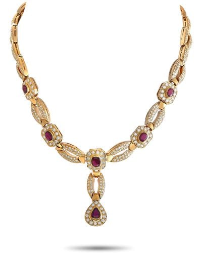 Non-Branded Lb Exclusive 18k Yellow 7.87ct Diamond And Ruby Necklace Mf01-031224 - Metallic