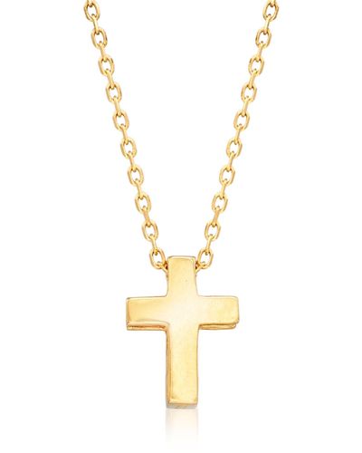 Ross-Simons 18kt Yellow Small Cross Pendant Necklace - Metallic