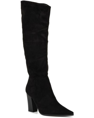 Olivia Miller Omra Faux Suede Pointed Toe Knee-high Boots - Black