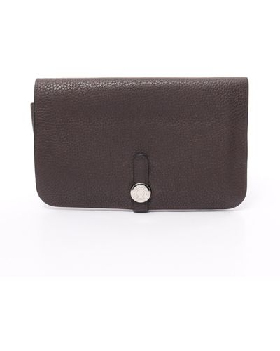 Hermès Dogon Duo Gm Bi-fold Long Wallet Togo Dark Silver Hardware □o Stamp - Brown