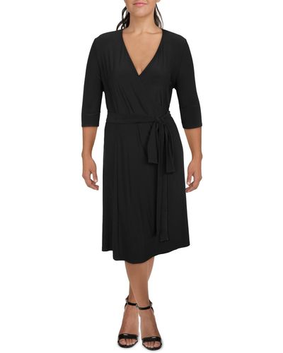 Kiyonna Plus Jersey V-neck Wrap Dress - Black