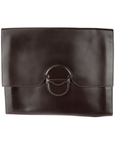 Hermès Faco Leather Clutch Bag (pre-owned) - Brown