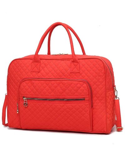 MKF Collection by Mia K Jayla Solid Quilted Cotton Duffle Bag By Mia K - Red