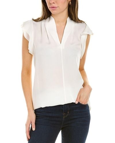 Elie Tahari Flutter Silk Shirt - White