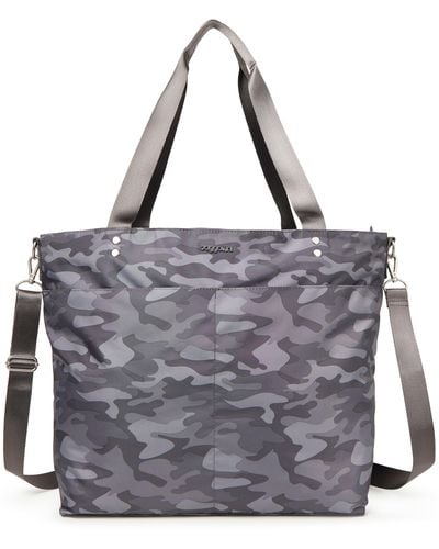 Baggallini Large Carryall Tote Bag With Crossbody Strap - Gray