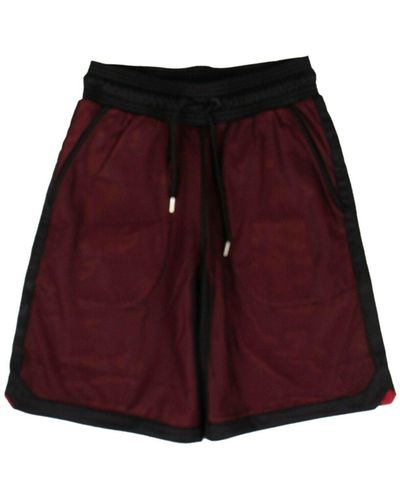 Marcelo Burlon Cotton County Mesh Sweat Shorts - Red