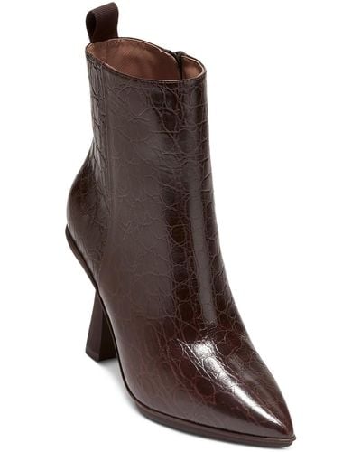 Cole Haan Ga York Embossed Leather Side Zip Ankle Boots - Brown