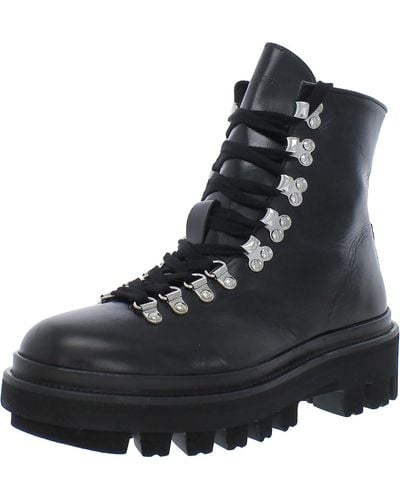 AllSaints Wanda Leather Embossed Combat & Lace-up Boots - Black