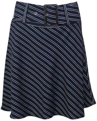 Opening Ceremony Navy Belted Striped Flare Mini Skirt - Blue
