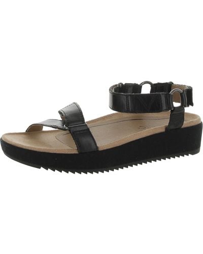 Vionic Kayan Leather Flatform Footbed Sandals - Black
