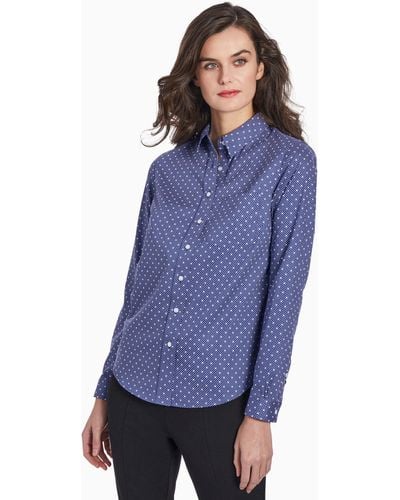 Jones New York Dotted Easy-care Oxford Button-up Shirt - Blue