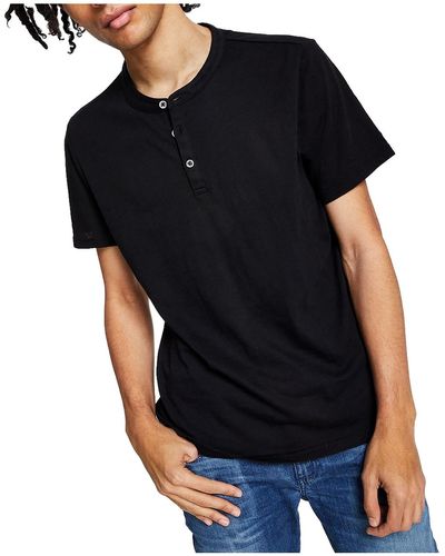INC Knit Pullover Henley Shirt - Black