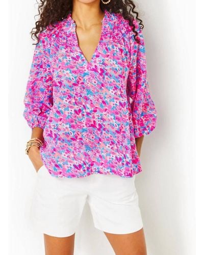 Lilly Pulitzer Lourdes 3/4 Sleeve Top - Purple