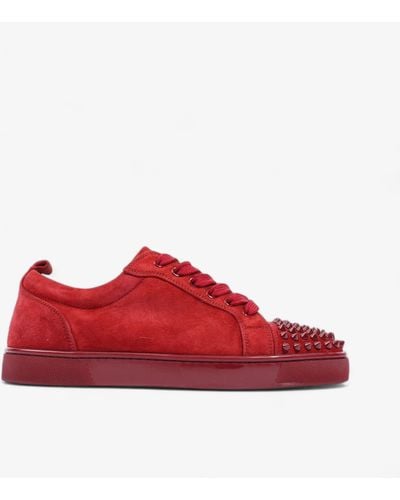 Christian Louboutin Louis Junior Spikes Sneakers Suede - Red