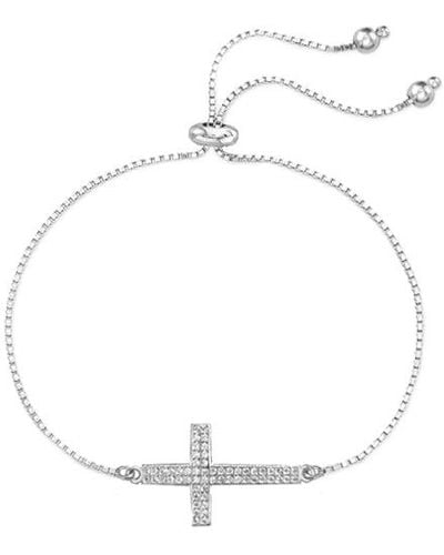 Savvy Cie Jewels 18k Gold Vermeil Cz Sideways Cross Bracelet - White