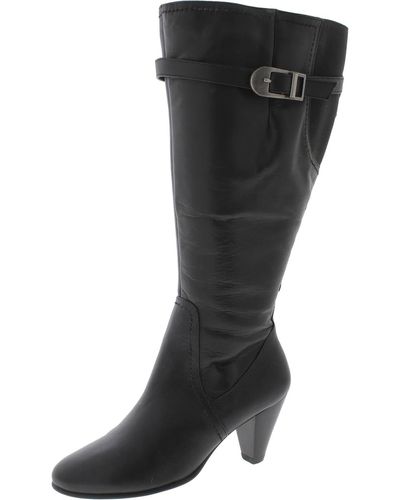 David Tate Darling Leather Tall Mid-calf Boots - Black