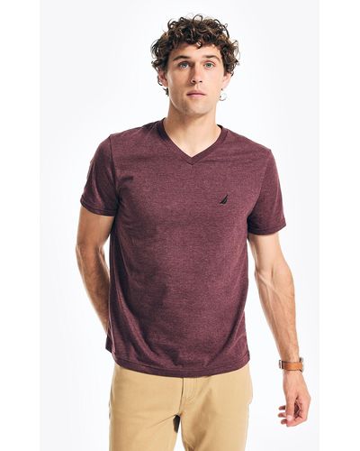 Nautica Heathered V-neck T-shirt - Purple