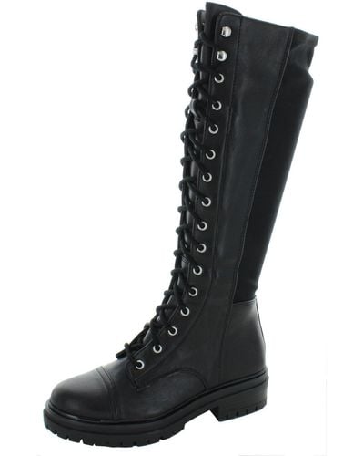 Circus by Sam Edelman Gwen Faux Leather Combat Knee-high Boots - Black