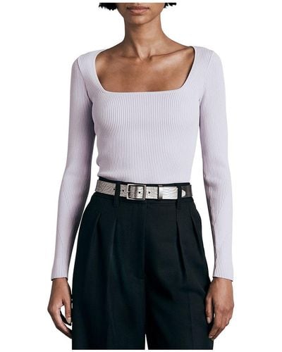 Rag & Bone Asher Fitted Square Neck Pullover Sweater - White