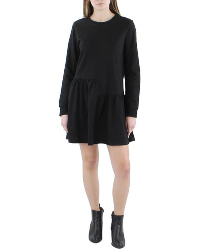 English Factory Unbalanced Seam Crewneck Mini Dress - Black