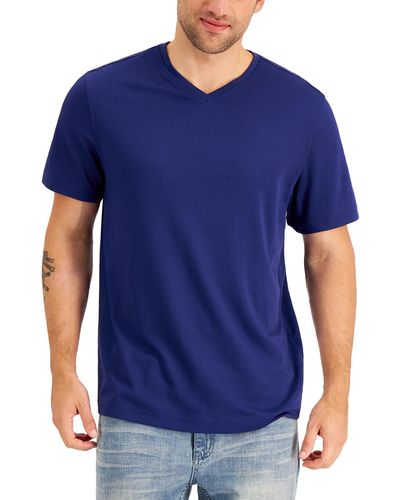 Alfani V Neck Short Sleeve T-shirt - Natural