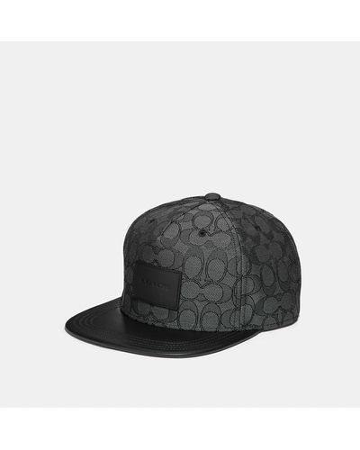 COACH Signature Flat Brim Hat - Black