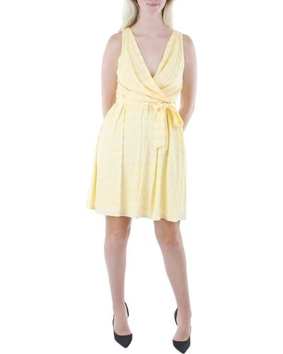 DKNY Surplice Knee Midi Dress - Yellow