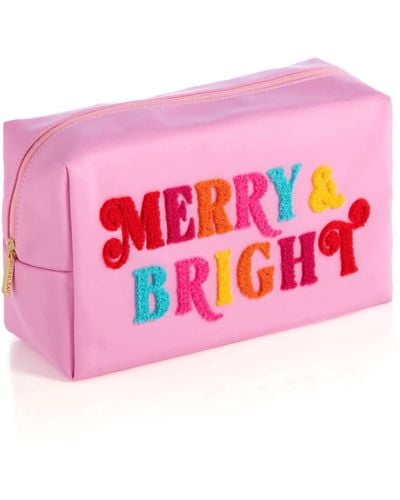 Shiraleah Cara "merry & Bright" Large Cosmetic Pouch - Pink