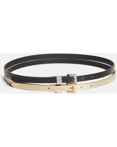 Guess Factory And Gold Skinny Belt Two Pack - Multicolor