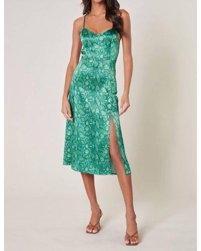 Sugarlips The Gwendolyn Snake Print Parting Ways Midi Dress - Green
