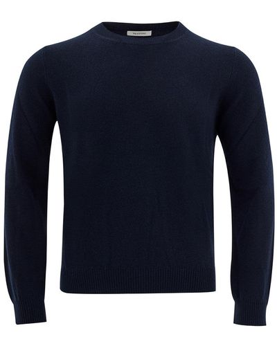 Valentino Basic Cashmere Blend Round Neck Sweater - Blue