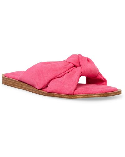 Anne Klein Domani Faux Suede Open Toe Slide Sandals - Pink