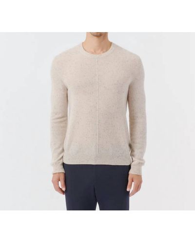 ATM Donegal Cashmere Exposed Seam Crew Neck Sweater - Gray