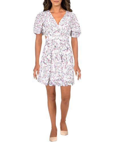 French Connection Cut-out Floral Fit & Flare Dress - White