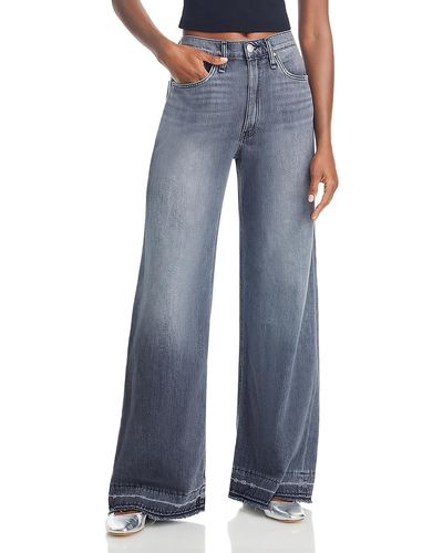 Hudson Jeans High Rise Frayed Hem Wide Leg Jeans - Blue