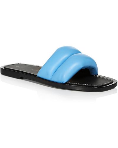 Proenza Schouler Lamb Puffy Slip On Leather Slide Sandals - Blue