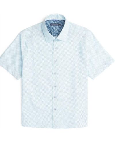 Stone Rose Men Dot Short Sleeve Print Shirt - Blue
