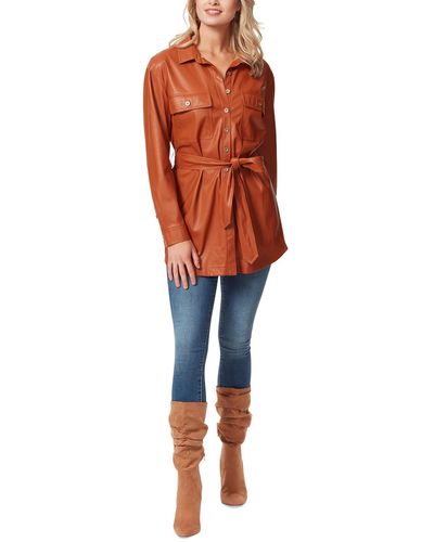 Jessica Simpson Paula Faux Leather Collared Belted - Orange