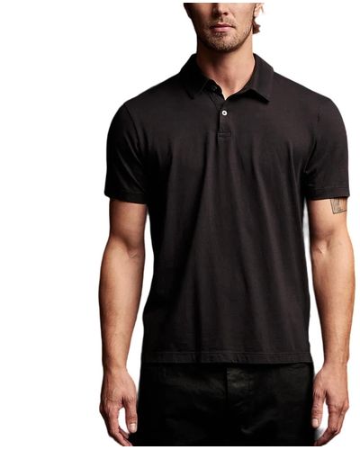 James Perse Sueded Jersey Polo Shirt - Black