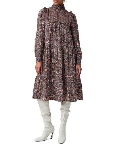 French Connection Printed Knee-length Shift Dress - Brown
